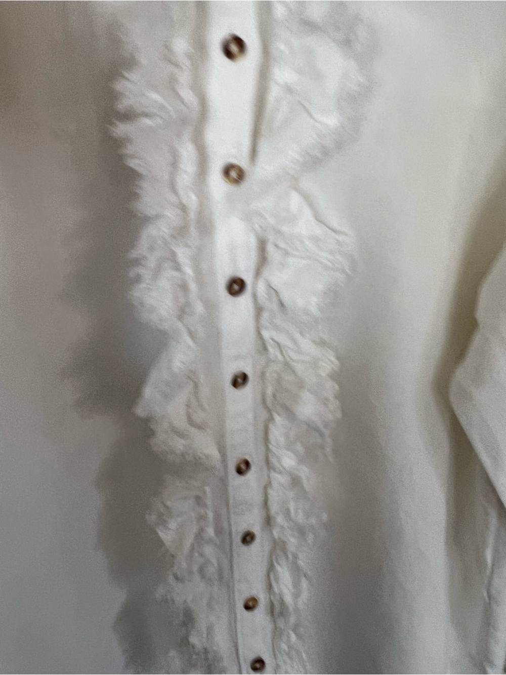 Pilcro Linen Blend White Ruffle Button Front Blouse Top Medium Boho - Picture 14 of 14